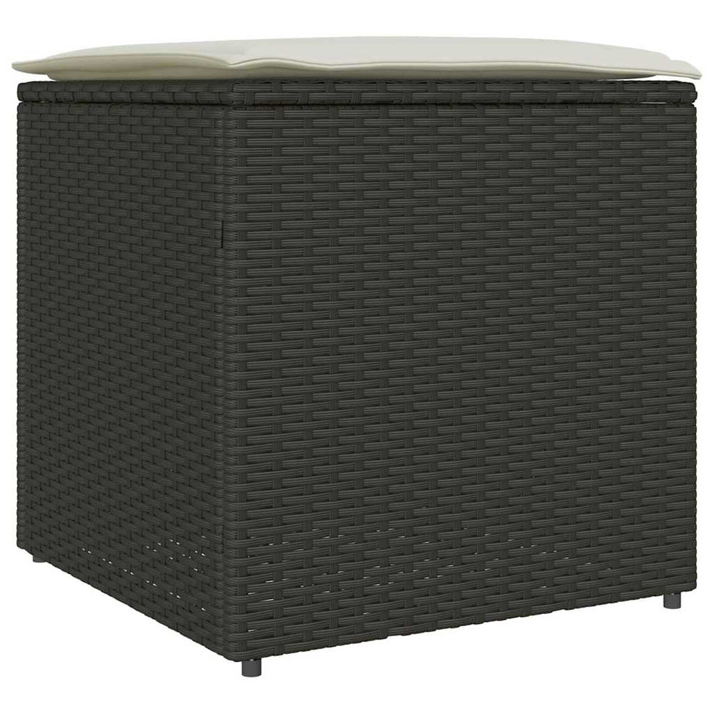 Schwarze Kissenbox mit Stauraum, 50cm Poly Rattan