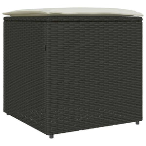 Schwarze Kissenbox mit Stauraum, 50cm Poly Rattan