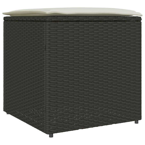 Schwarze Kissenbox mit Stauraum, 50cm Poly Rattan