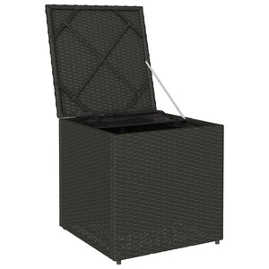 Schwarze Kissenbox mit Stauraum, 50cm Poly Rattan