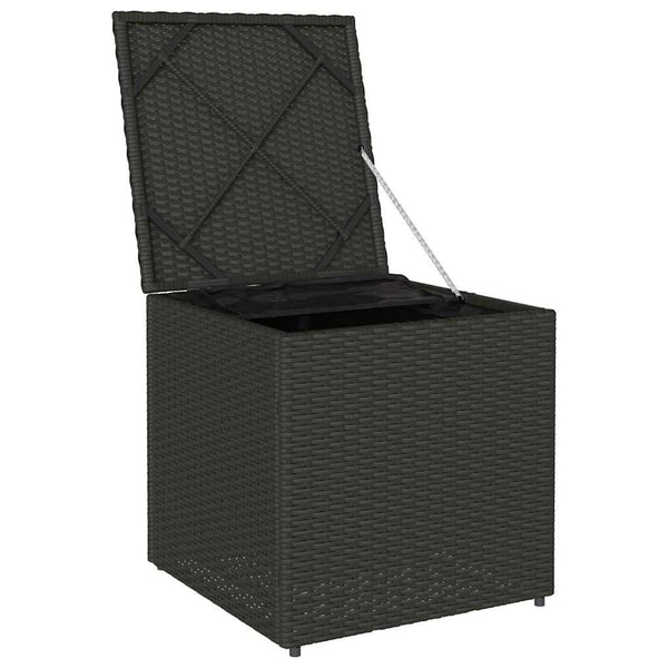 Schwarze Kissenbox mit Stauraum, 50cm Poly Rattan