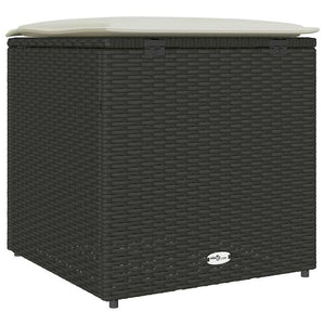 Schwarze Kissenbox mit Stauraum, 50cm Poly Rattan