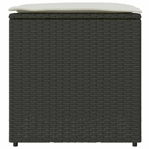 Schwarze Kissenbox mit Stauraum, 50cm Poly Rattan