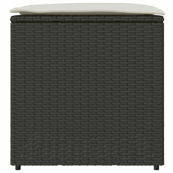 Schwarze Kissenbox mit Stauraum, 50cm Poly Rattan