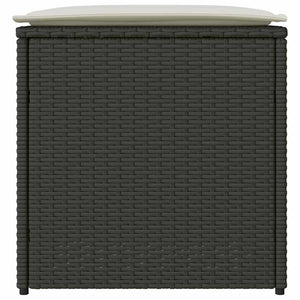 Schwarze Kissenbox mit Stauraum, 50cm Poly Rattan