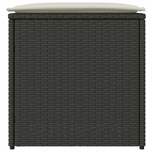 Schwarze Kissenbox mit Stauraum, 50cm Poly Rattan