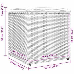 Schwarze Kissenbox mit Stauraum, 50cm Poly Rattan