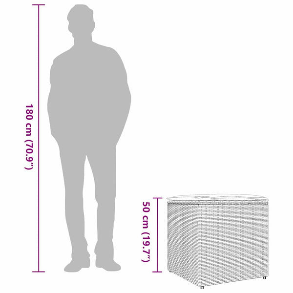 Poly Rattan Kissenbox Braun 50x50x50cm