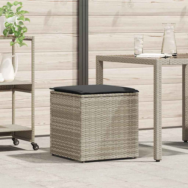 Hellgraue Kissenbox mit Stauraum