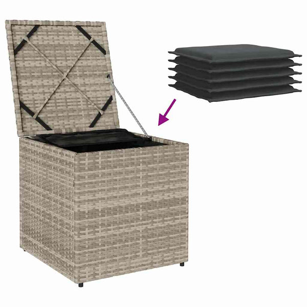 Hellgraue Kissenbox mit Stauraum