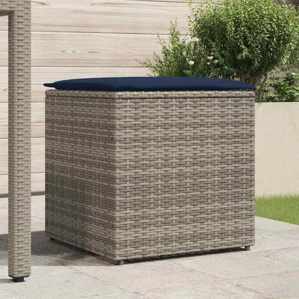 Poly Rattan Kissenbox Grau 50x50x50cm