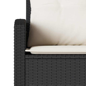 L-förmiges Sofa Schwarzes Polyrattan mit Kissen