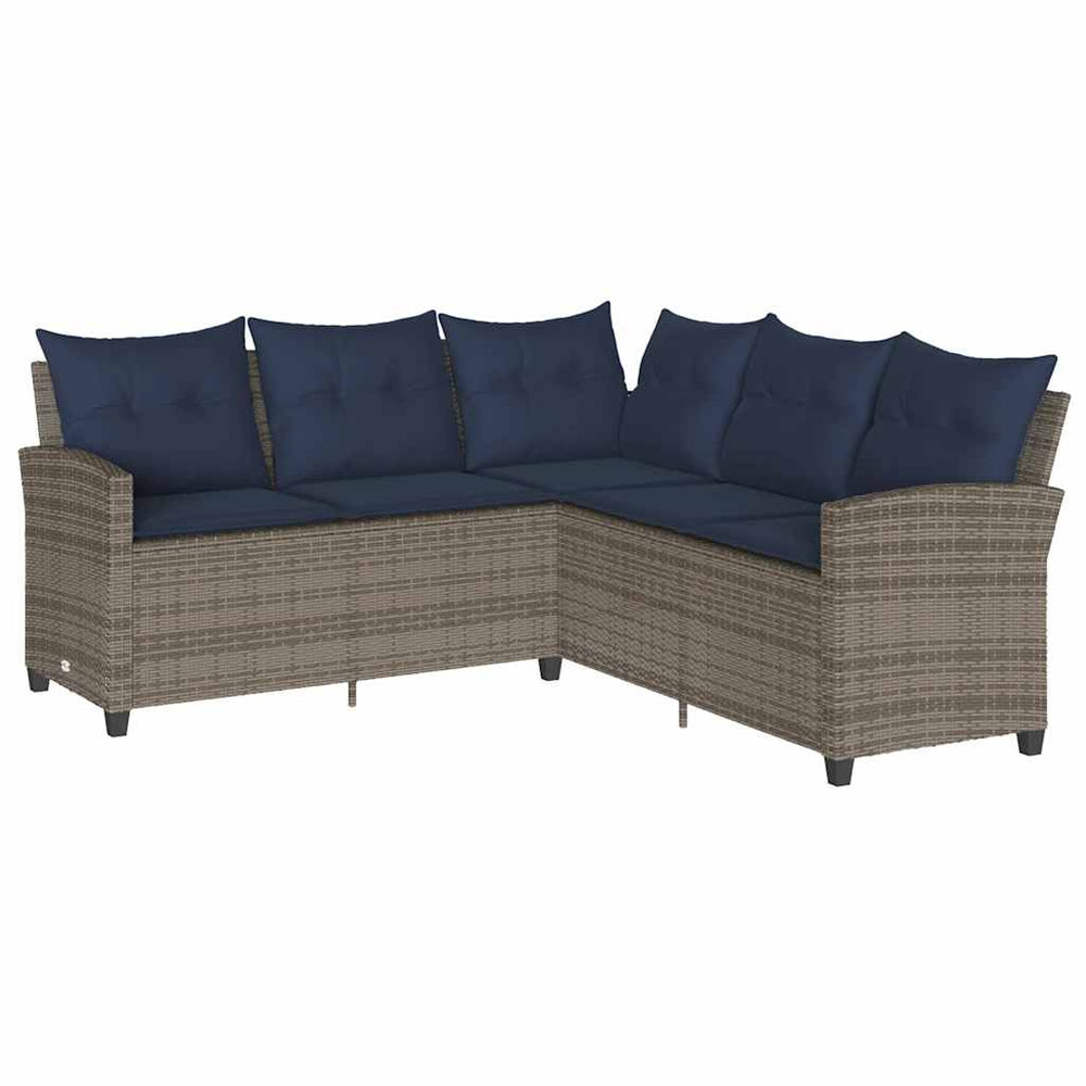 L-förmiges graues Polyrattan Sofa mit Kissen