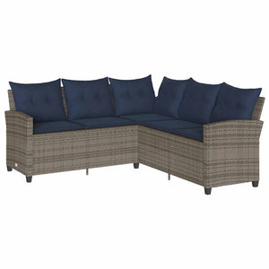 L-förmiges graues Polyrattan Sofa mit Kissen