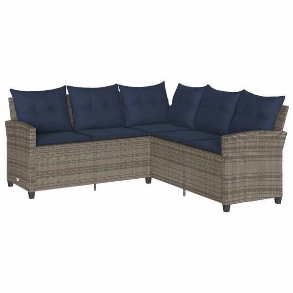 L-förmiges graues Polyrattan Sofa mit Kissen