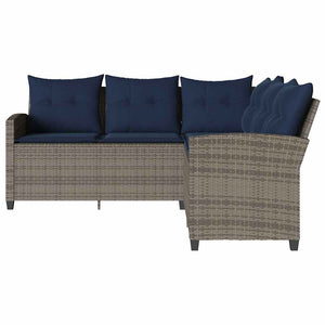 L-förmiges graues Polyrattan Sofa mit Kissen