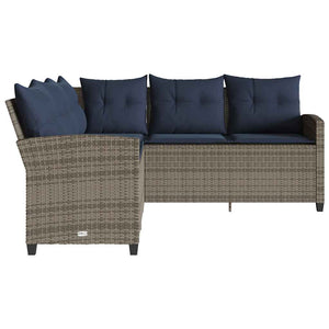 L-förmiges graues Polyrattan Sofa mit Kissen