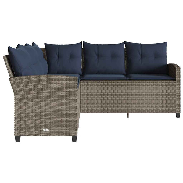 L-förmiges graues Polyrattan Sofa mit Kissen