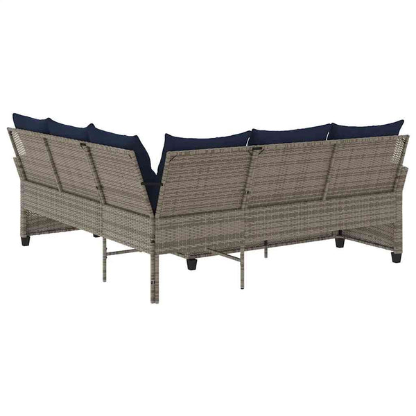 L-förmiges graues Polyrattan Sofa mit Kissen