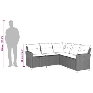 L-förmiges graues Polyrattan Sofa mit Kissen