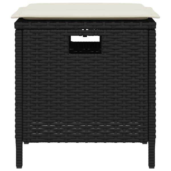 5-tlg. Garten-Essgruppe mit Kissen Schwarz Poly Rattan