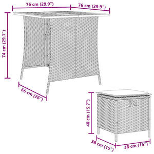 5-tlg. Garten-Essgruppe mit Kissen Beige Poly Rattan