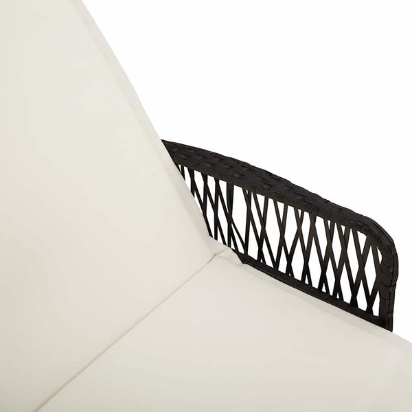 Poly Rattan Sonnenliege Schwarz/Cremeweiß