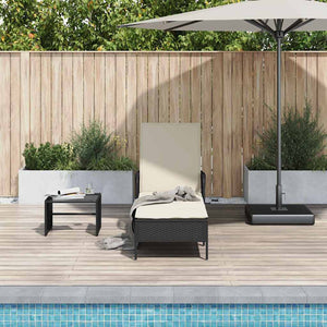 Poly Rattan Sonnenliege Schwarz/Cremeweiß