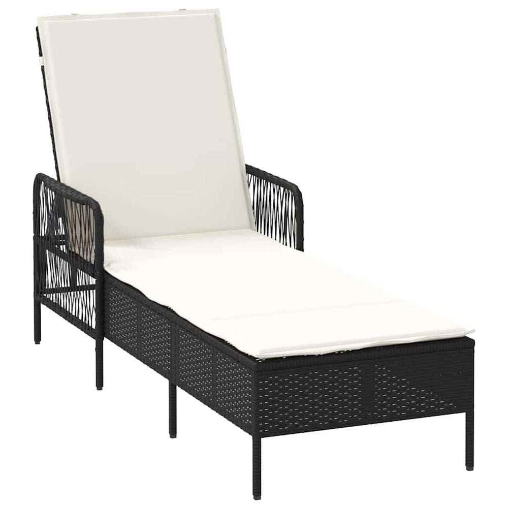 Poly Rattan Sonnenliege Schwarz/Cremeweiß