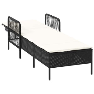 Poly Rattan Sonnenliege Schwarz/Cremeweiß