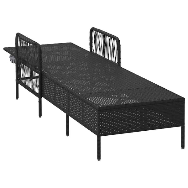 Poly Rattan Sonnenliege Schwarz/Cremeweiß