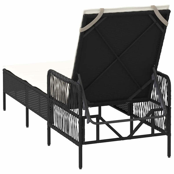 Poly Rattan Sonnenliege Schwarz/Cremeweiß