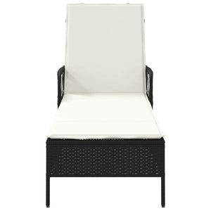 Poly Rattan Sonnenliege Schwarz/Cremeweiß