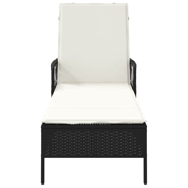 Poly Rattan Sonnenliege Schwarz/Cremeweiß