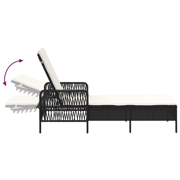 Poly Rattan Sonnenliege Schwarz/Cremeweiß