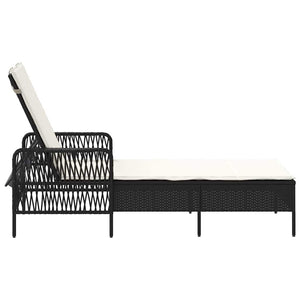 Poly Rattan Sonnenliege Schwarz/Cremeweiß