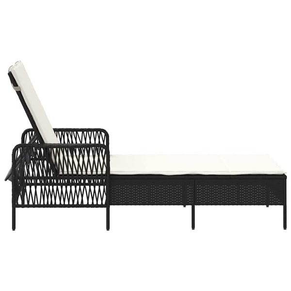Poly Rattan Sonnenliege Schwarz/Cremeweiß