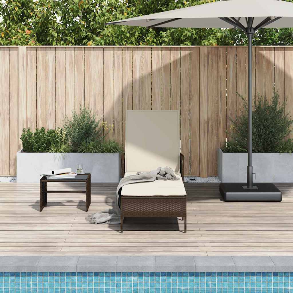 Poly-Rattan Sonnenliege Braun Creme