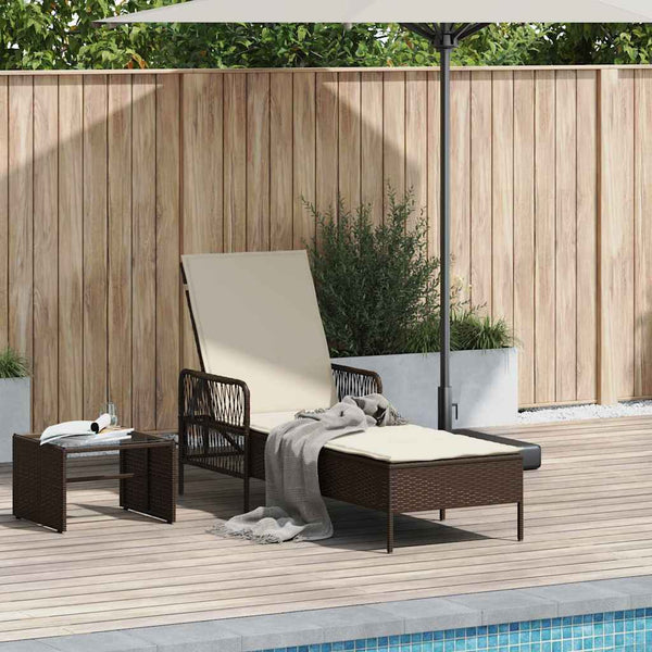 Poly-Rattan Sonnenliege Braun Creme