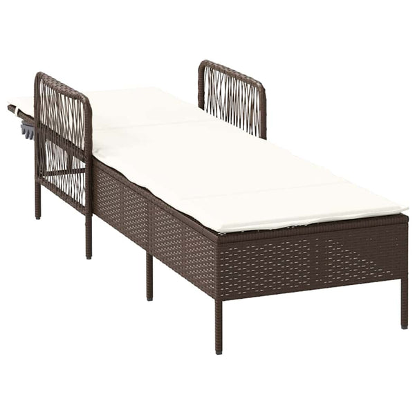 Poly-Rattan Sonnenliege Braun Creme