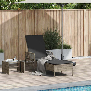Poly Rattan Sonnenliege Grau/Dunkelgrau