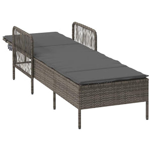 Poly Rattan Sonnenliege Grau/Dunkelgrau
