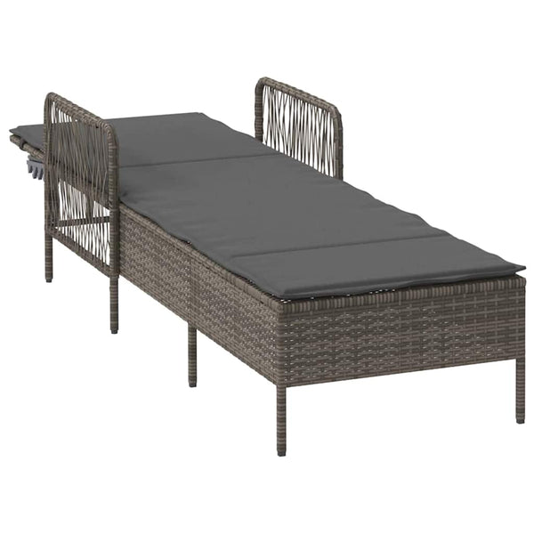 Poly Rattan Sonnenliege Grau/Dunkelgrau