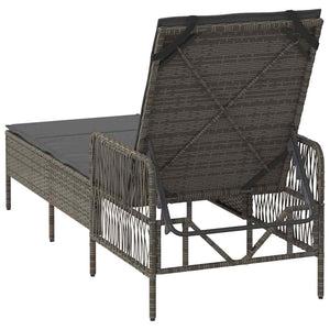 Poly Rattan Sonnenliege Grau/Dunkelgrau
