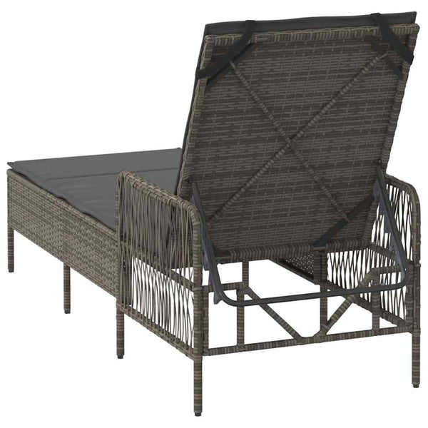 Poly Rattan Sonnenliege Grau/Dunkelgrau