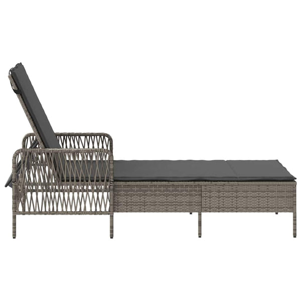 Poly Rattan Sonnenliege Grau/Dunkelgrau