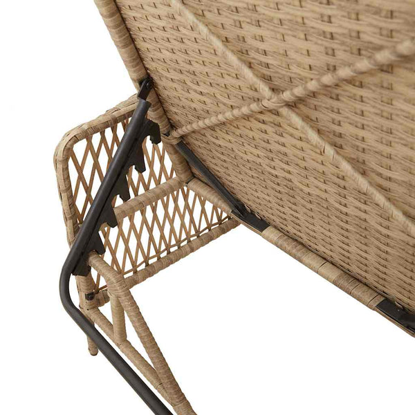 Beige/Hellgraue Poly-Rattan Sonnenliege