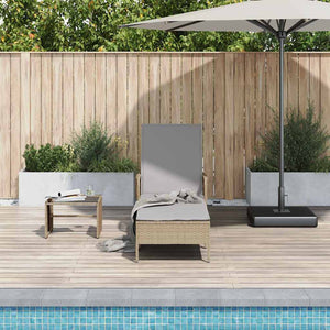 Beige/Hellgraue Poly-Rattan Sonnenliege
