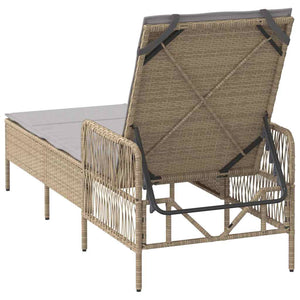 Beige/Hellgraue Poly-Rattan Sonnenliege
