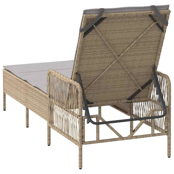Beige/Hellgraue Poly-Rattan Sonnenliege